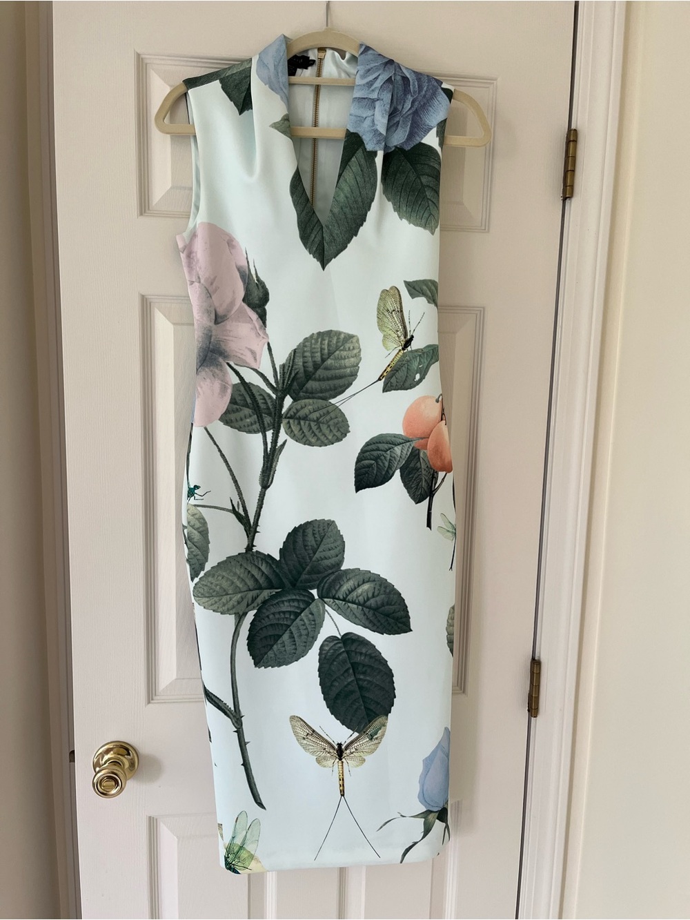Ted Baker Ravina Mint Floral Midi Dress, Green Leaf Print, US Size 6, Ted Size 2 - Picture 2 of 8